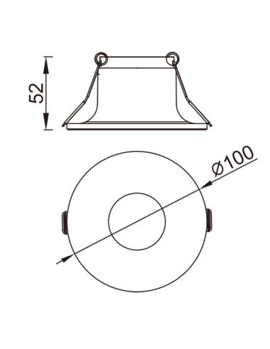 Plafonnier encastrable LAGOS GU10 max 12W 10cm ou 12cm Ø blanc MESURES