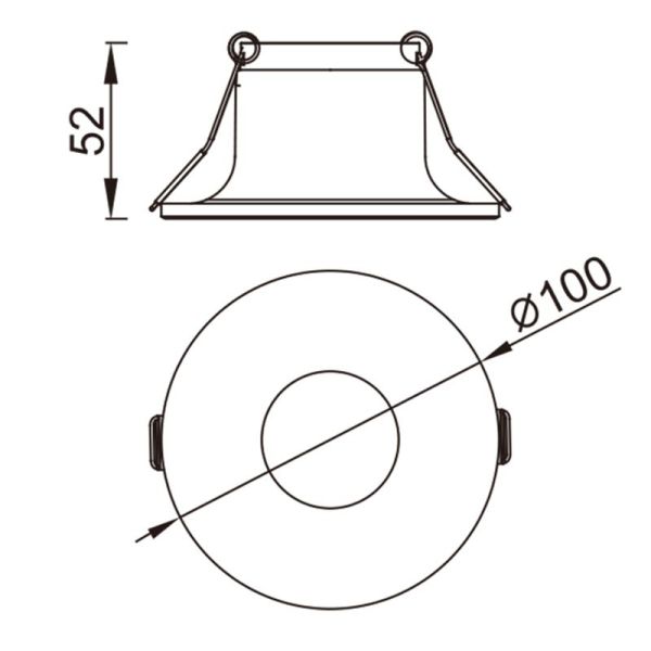 Plafonnier encastrable LAGOS GU10 max 12W 10cm ou 12cm Ø blanc MESURES