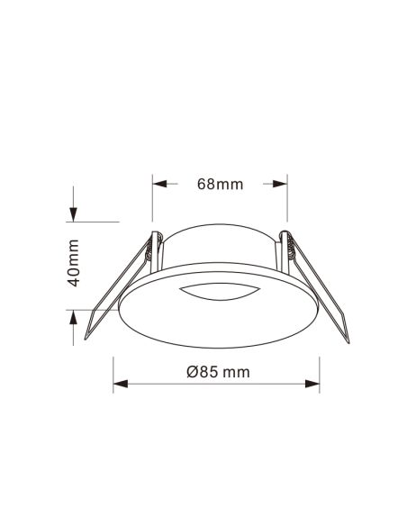 Spot encastré rond TAVIRA GU10 blanc/noir IP54 max. Dimensions 12W 8,5x8,5x4cm