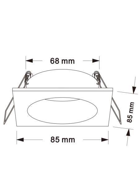 TAVIRA GU10 embutida quadrada branco/preto IP54 máx. Medidas 12W 4,8x8,5cm