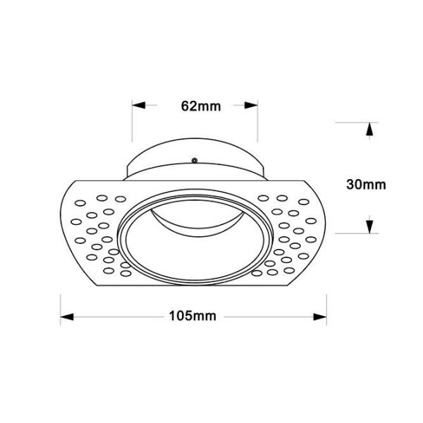 LANCES luminária embutida para instalação em gesso, GU10 10,5cm Ø medidas branco/preto