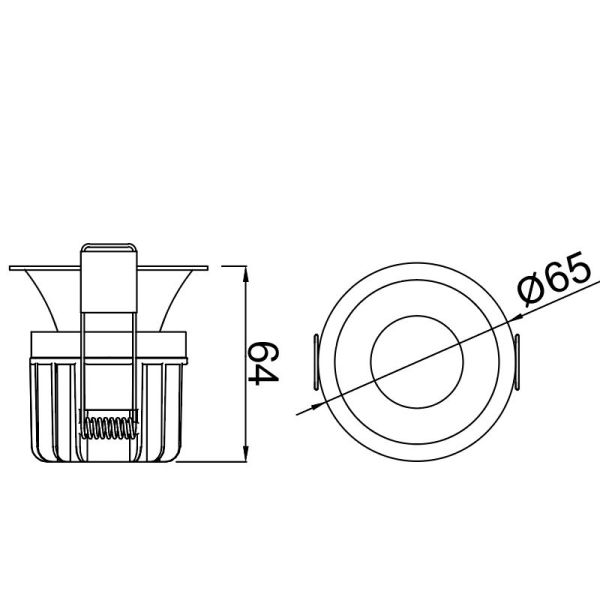 ROMBOK Downlight LED embutido regulável 2700K-3000K-4000K IP65 branco 8W medidas