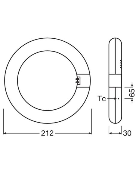 Dimensões Tubo LED Circular T9 21CM 11W Substitui 22W G10q LEDTUBE Ledvance | LeonLeds
