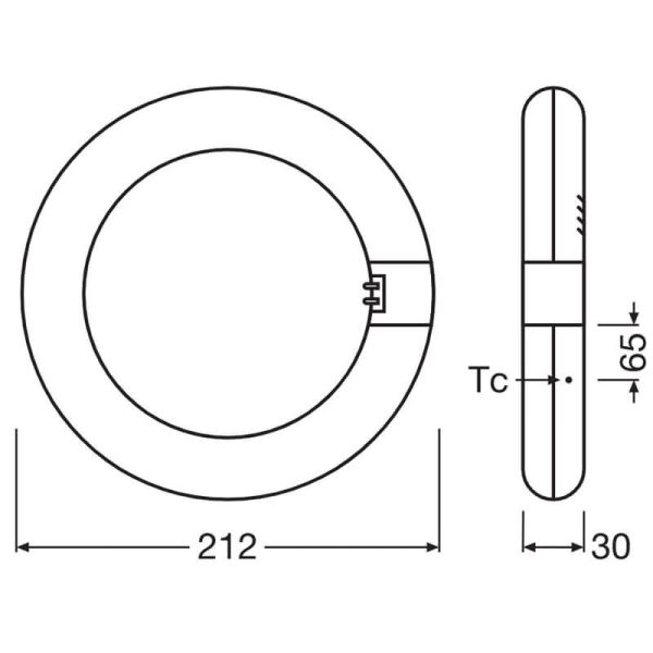 Dimensiones Tubo LED Circular T9 21CM 11W Reemplazo 22W G10q LEDTUBE Ledvance | LeonLeds