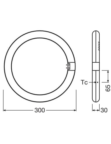 Dimensiones Tubo LED Circular T9 30CM 18,3W Reemplazo 32W G10q LEDTUBE Ledvance | LeonLeds