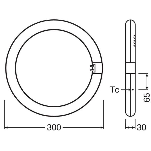 Dimensions Tube LED Circulaire T9 30CM 18,3W Remplace 32W G10q LEDTUBE Ledvance | LéonLeds
