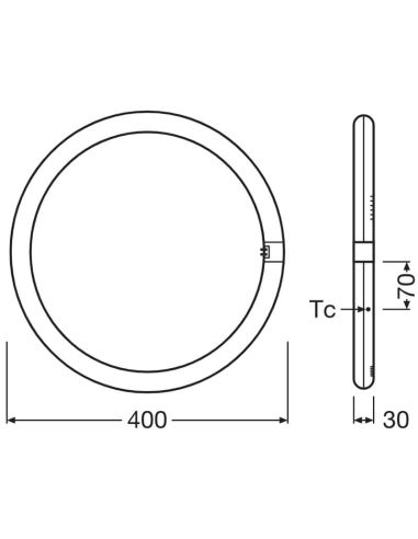 Dimensions Tube LED Circulaire T9 40CM 24W Remplace 40W G10q LEDTUBE Ledvance | LéonLeds