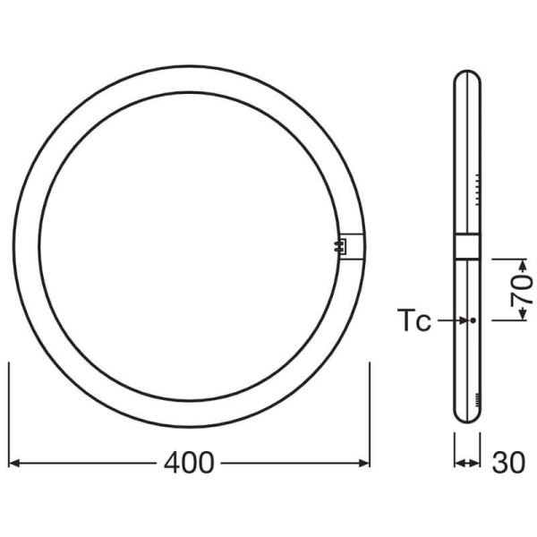 Dimensões Tubo LED Circular T9 40CM 24W Substitui 40W G10q LEDTUBE Ledvance | LeonLeds