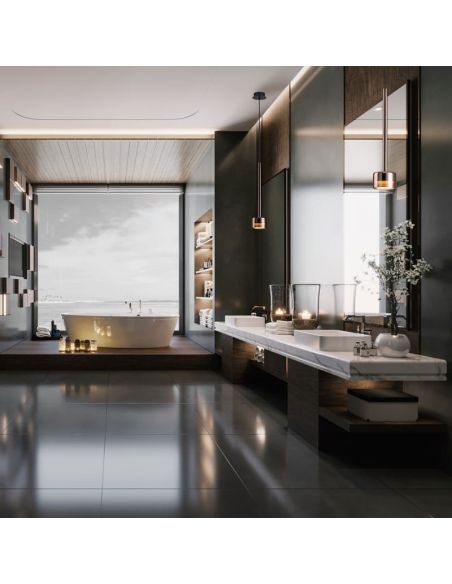 Candeeiro suspenso TONIC sem base vidro Ø20cm GX53 -Configurável- transparente, cromado, bronze, cobre ambiente