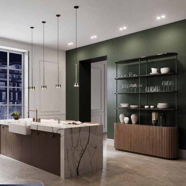 Lámpara Colgante TONIC cristal Ø20cm GX53 transparente, cromo, bronce, cobre ambiente