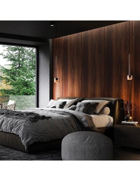 Lámpara Colgante TONIC cristal Ø20cm GX53 transparente, cromo, bronce, cobre ambiente