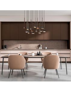 Candeeiro suspenso TONIC com 14 luzes em vidro retangular GX53 multicolorido Alt.200cm I.90cm 2