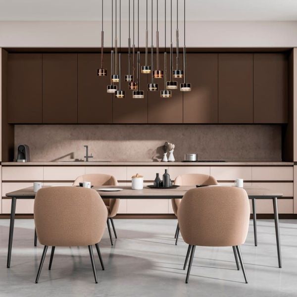 Lámpara Colgante TONIC de 14 Luces en rectangular GX53 cristal multicolor H.200cm I.90cm ambiente