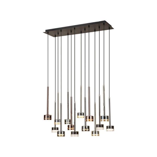Lámpara Colgante TONIC de 14 Luces en rectangular GX53 cristal multicolor H.200cm I.90cm