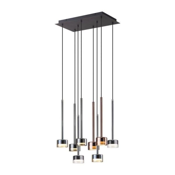 Candeeiro suspenso TONIC com 8 luzes em vidro quadrado GX53 multicolorido Alt.200cm I.50cm