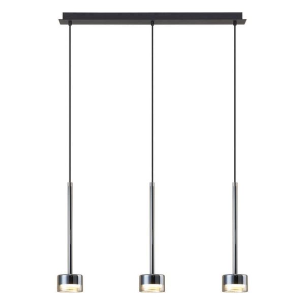 Candeeiro suspenso TONIC com 3 luzes GX53 cristal Alt.200cm I.72cm bronze