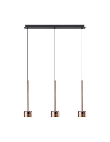 Lámpara Colgante TONIC de 3 Luces GX53 cristal H.200cm I.72cm cobre