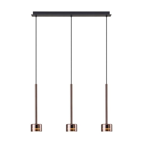 Lámpara Colgante TONIC de 3 Luces GX53 cristal H.200cm I.72cm cobre