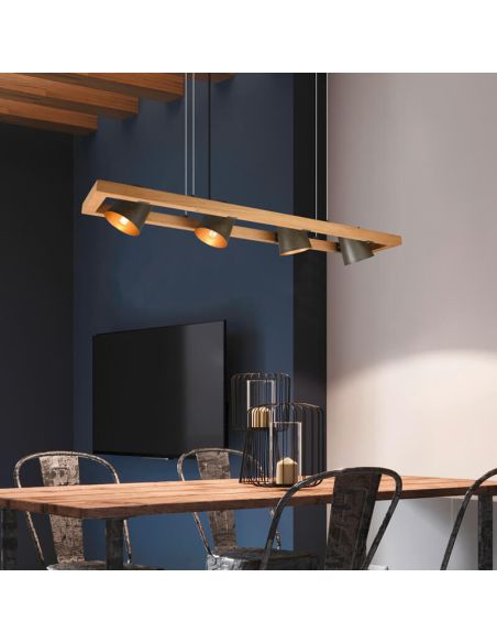 Lámpara de techo LED BELL altura ajustable 4 luces en un salón foto de ambiente