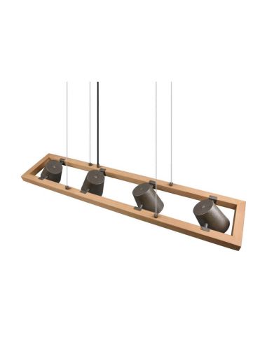 Lámpara de techo LED BELL altura ajustable 4 luces detalle tulipas metálicas