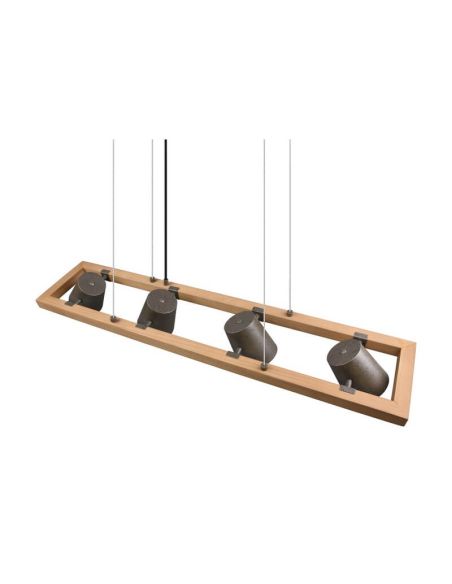 Lámpara de techo LED BELL altura ajustable 4 luces detalle tulipas metálicas