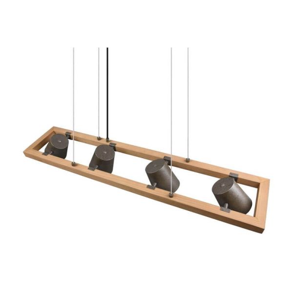 Lámpara de techo LED BELL altura ajustable 4 luces detalle tulipas metálicas