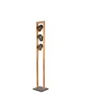 Lámpara de pie LED BELL interruptor pie, metal y madera luces apagadas