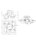 Plafón de techo LED BELL 4 luces, madera y metal, focos orientables IP20 medidas producto