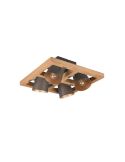 Plafón de techo LED BELL 4 luces, madera y metal, focos orientables IP20 luces apagadas