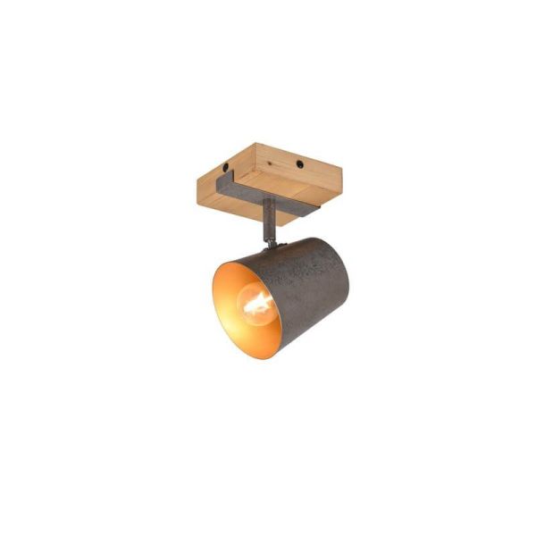Aplique de pared LED BELL 1 luz, madera y metal colocado en techo