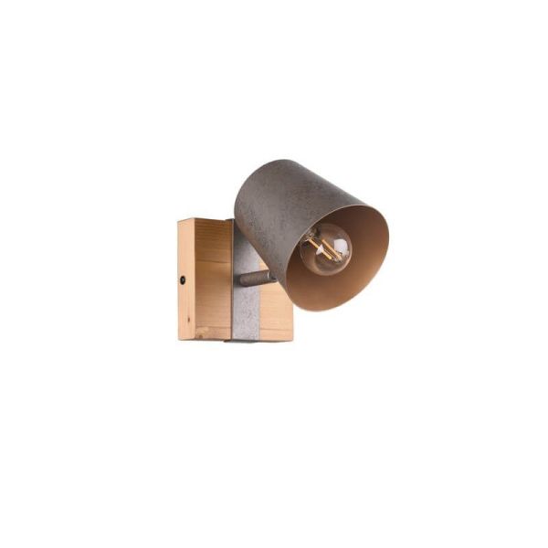 Aplique de pared LED BELL 1 luz, madera y metal en una pared