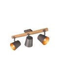 Plafón de techo LED BELL 3 luces, madera y metal | LeonLeds