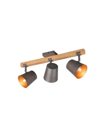 BELL Plafonnier LED 3 lumières, bois et métal | LéonLeds