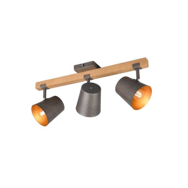 Plafón de techo LED BELL 3 luces, madera y metal | LeonLeds