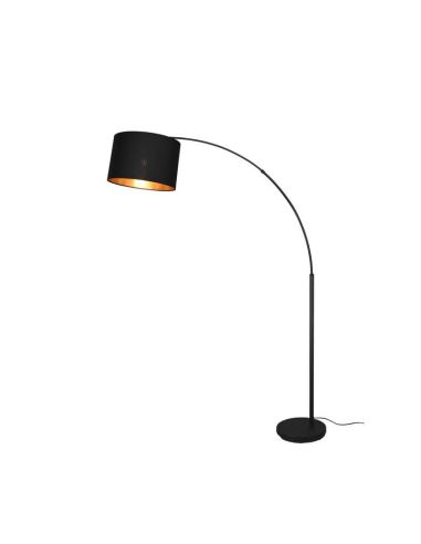 Lámpara de pie LED BOLIVIA negro y oro, interruptor pie tulipa hacia abajo