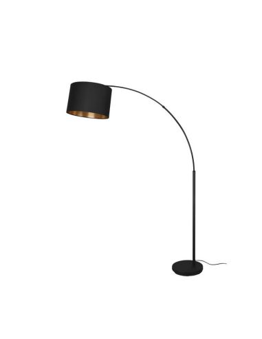 Lámpara de pie LED BOLIVIA negro y oro, interruptor pie tulipa hacia abajo luz apagada