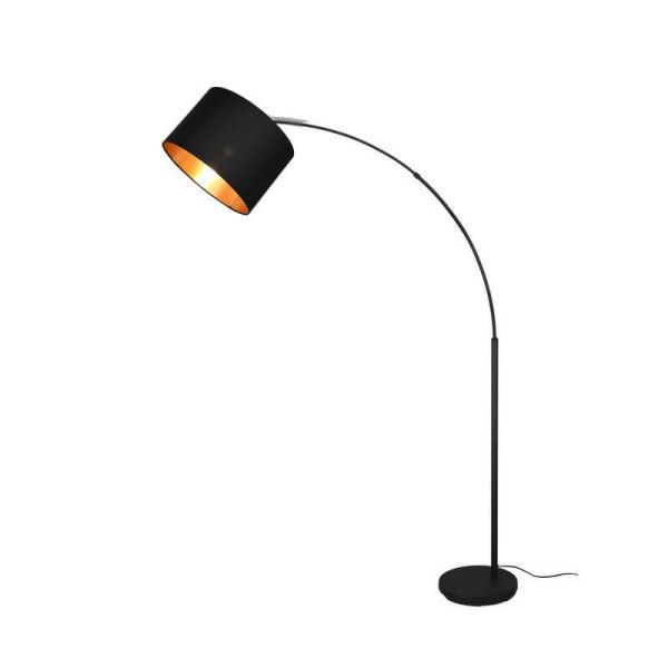 Lámpara de pie LED BOLIVIA negro y oro, interruptor pie | LeonLeds