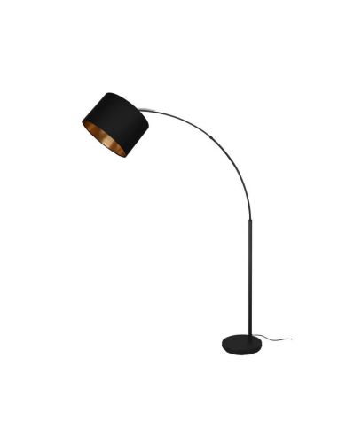 Lámpara de pie LED BOLIVIA negro y oro, interruptor pie tulipa hacia arriba luz apagada