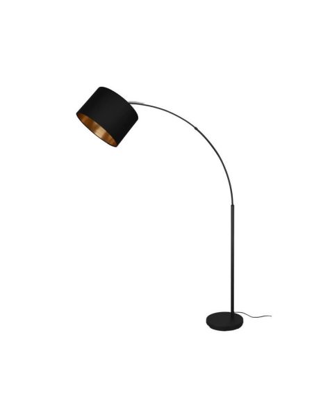 Lámpara de pie LED BOLIVIA negro y oro, interruptor pie tulipa hacia arriba luz apagada