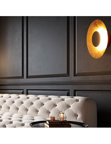 Aplique de Pared LED ORION 8W 3000K Ø 25cm negro/negro+madera/negro+oro  ambiente