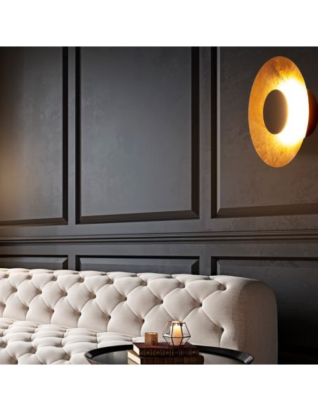 Aplique de Pared LED ORION 8W 3000K Ø 25cm negro/negro+madera/negro+oro  ambiente