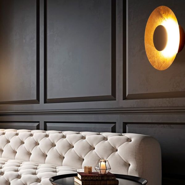 Aplique de Pared LED ORION 24W 3000K Ø50cm negro/negro+madera/negro+oro  ambiente