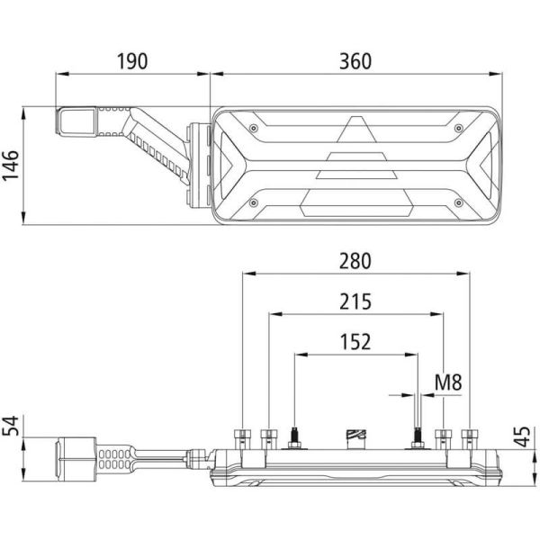Medidas Luz traseira LED Ecoled II ECE R48 12V-24V Conector ASS2 com Galibo Schmitz Tisvol Cobo Lecitrailer | LeonLeds