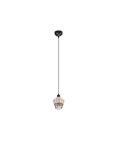 Lámpara de techo LED BORKA pequeña rattan natural luz apagada
