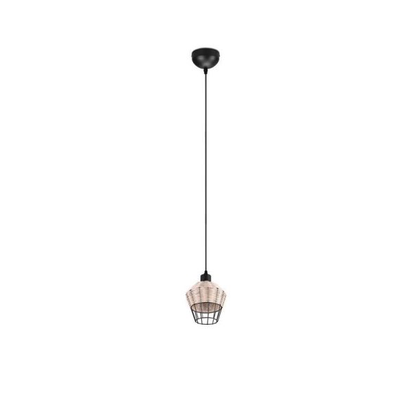 Lámpara de techo LED BORKA pequeña rattan natural luz apagada