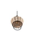 Candeeiro de teto LED BORKA pequeno rattan natural com tela de detalhes de luz