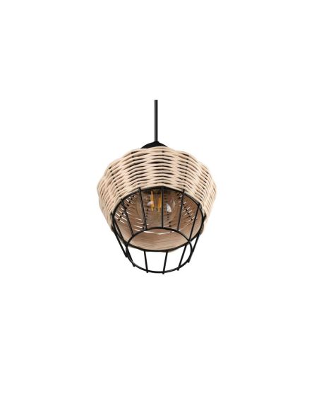 Lámpara de techo LED BORKA pequeña rattan natural luz apagada detalle pantalla