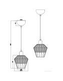 Lámpara de techo LED BORKA pequeña rattan negro o natural medidas producto y detalles técnicos