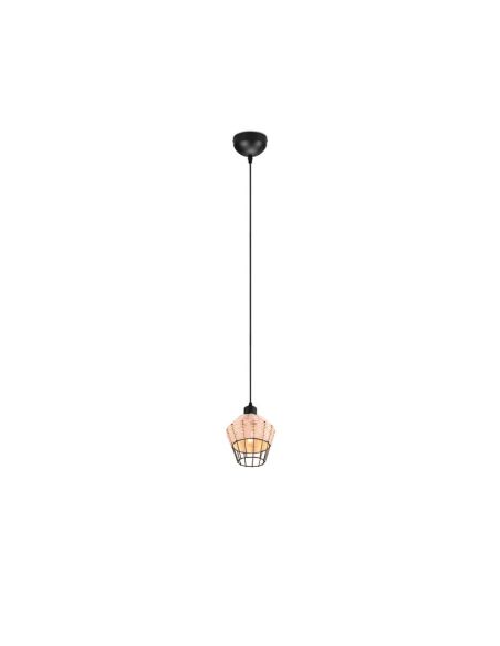 BORKA Plafonnier LED petit rotin naturel ou noir | LéonLeds