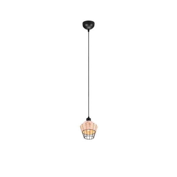 BORKA Plafonnier LED petit rotin naturel ou noir | LéonLeds